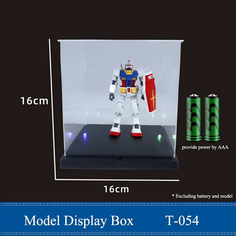 Clear Acrylic Model Display CaseBlack Base Dustproof Protection Model Toy Show Box: 16x16cm