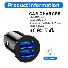 Zwarte dubbele usb autolader dubbele adapter snellaadelementen bevestiging geschikt
