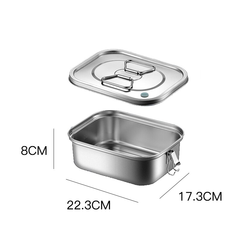 Stainless Steel Insulated Lunch Box Bento Box Outdoor School Office Worker Microwave Heating Lunch Container Food Storage Box: Large-B