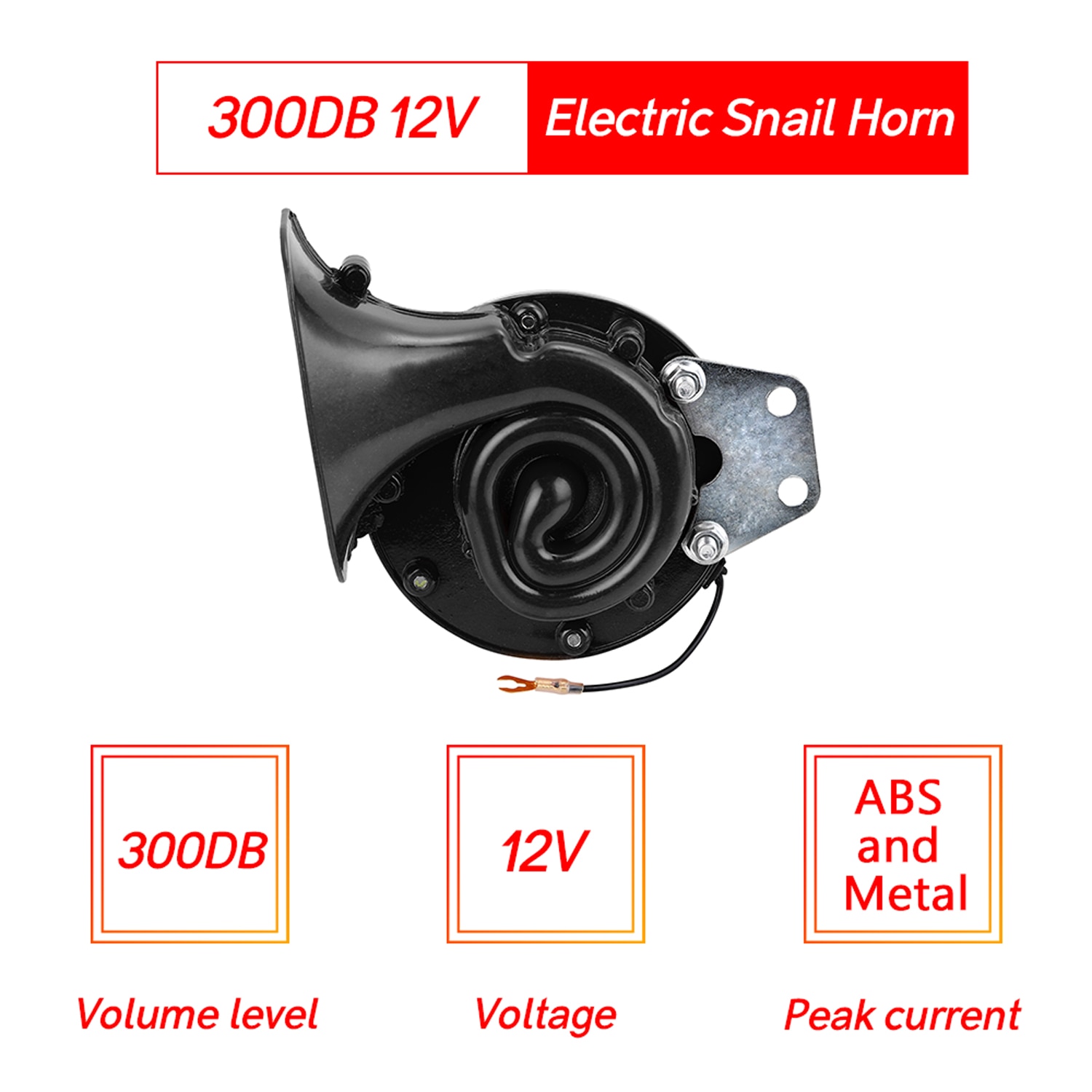 Bocina eléctrica tipo Caracol para coche, claxon de aire Universal de 300DB, 12V, negro, azul, verde y naranja