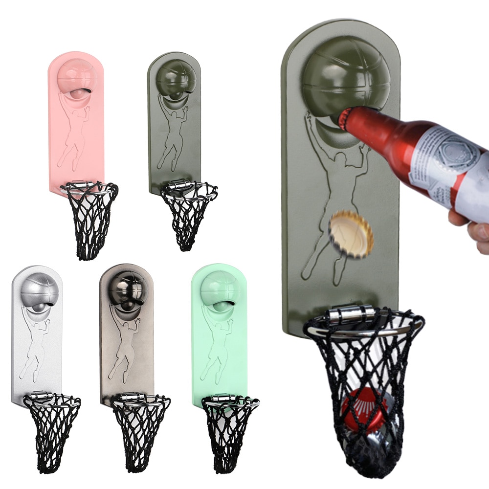 Multifunktionsflaskeåbner med lomme vinølåbner vægmontering basketballåbner magnet køkkenudstyr
