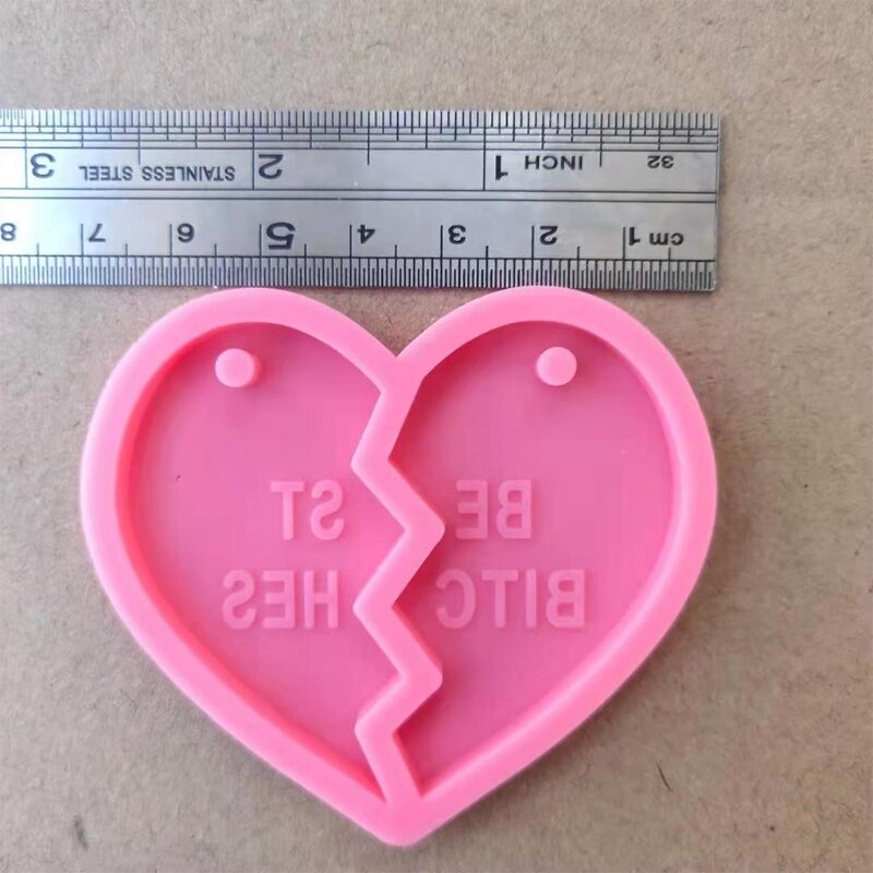 Handmade Love Heart Shape Keychain Casting Silicone Mould Key Chain Epoxy Resin Mold DIY Crafts Making Tool