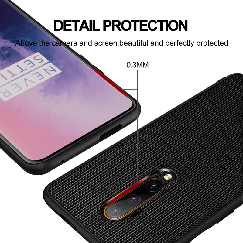 Per Oneplus 7 Pro Caso di Carbonio Texture In Pelle antiurto Ultra Sottile Della Copertura Posteriore Per Oneplus 7T Pro 6T 6 caso di Un Più Copertura Capa