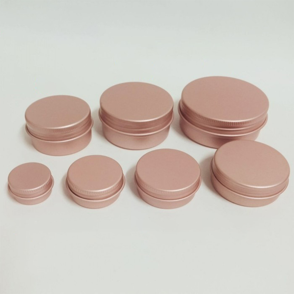 5/10/15/20/30/50/60g Rose Gold Round Empty Aluminum Box Lids Silvery Tin Cans Round Metal Box Empty Ceam Jar Cosmetic Containers