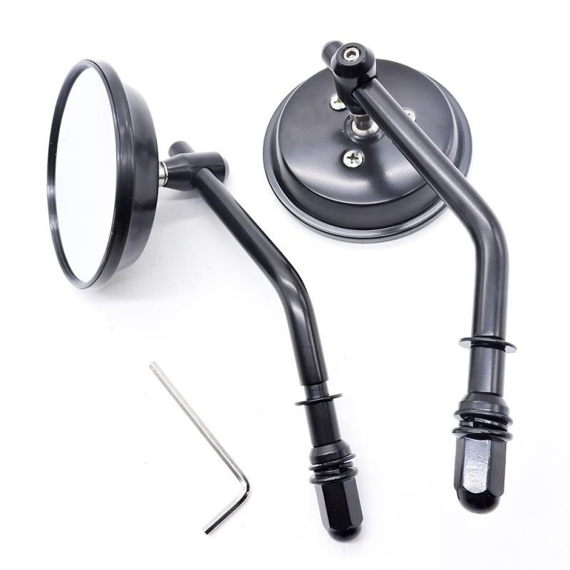 2pcs Classic Retro Motorcycle Round Rear View Mirror For Cross Bones Electra Glide Sportster Motorcycle Side Mirror: Black