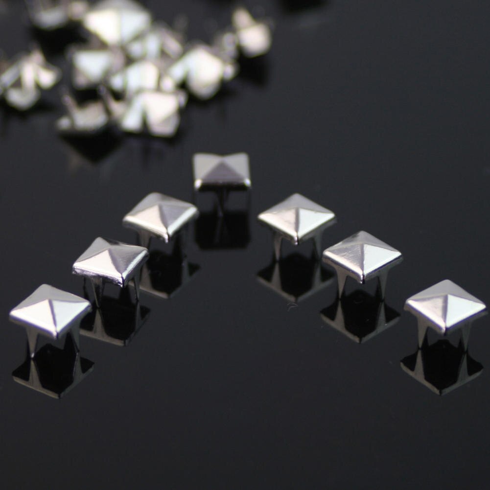 200 Pcs 7 Mm Zilveren Piramide Studs Vierkante Nailheads Klinknagel Spike Diy Naaien Kledingstuk Tas Riem Craft Kleding Armbanden Decor punk Rock