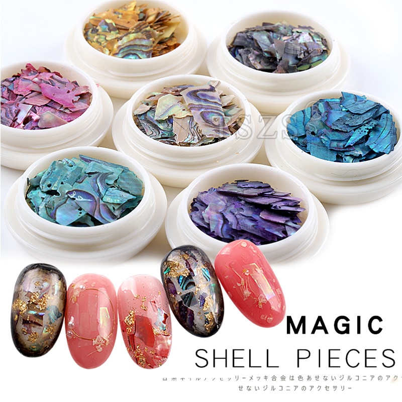1pot/lot Glitter Nail Art Decor Ultradunne Onregelmatige Abalone Shell Vel Pailletten Fragment Manicure 3D Decoratie