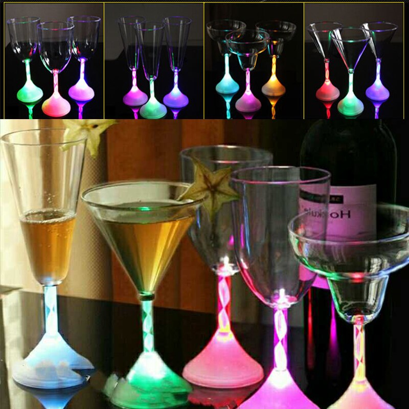 Led Flashing Red Wine Cup Color Changing Light Bar KTV Water Cocktail Cups Glass