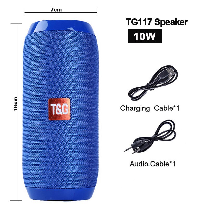 20W TG117 outdoor wireless portable bluetooth speaker, subwoofer waterproof speaker, music center, support USB, TF card caix: TG117 blue