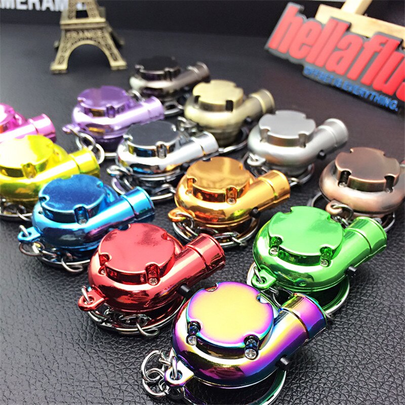 Mini Turbo Turbocharger Keychain Spinning Turbine Key Chain Ring Keyring With light Keyfob Car Keyring Car Interisor Accessorie