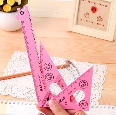 cute colorful Animal ruler set 4 style Triangle plate straightedge rulers a set super kawaii school student