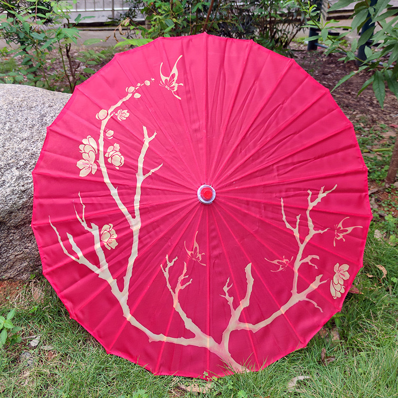 Paraguas de papel de aceite antiguo con flor roja de 82cm, Paraguas Cheongsam de boda china a prueba de lluvia, Guarda Chuva Şemsiye, Sombrilla japonesa