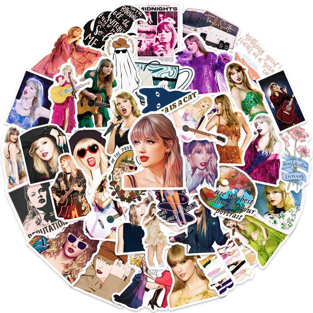 50Pcs Taylor Singers Sticker for Adult,Popular Singer Ablums Stickers for Laptops Water Bottles Waterproof Guitars Phone: Transparent