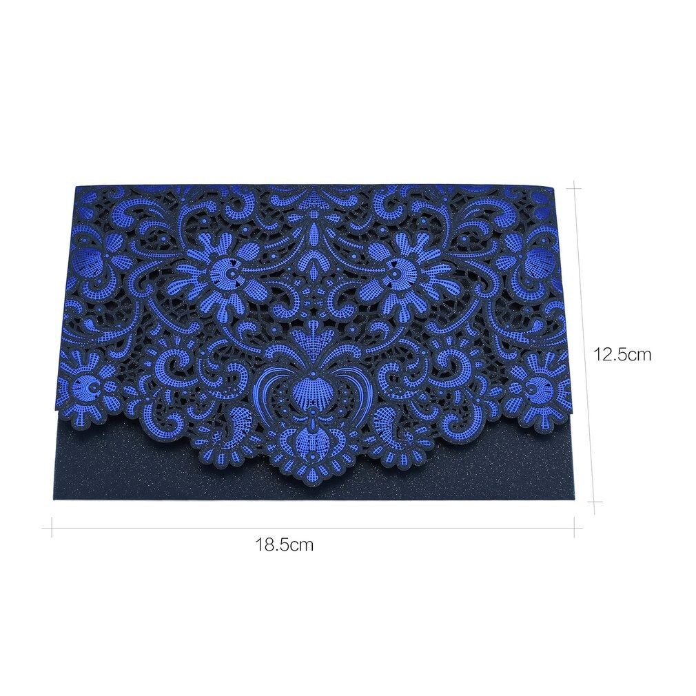 10 Pieces Foldable Invitation Card Cover Exquisite Hollow Out Bride Groom Printing for Wedding Party Use: PEACOCK BLUE