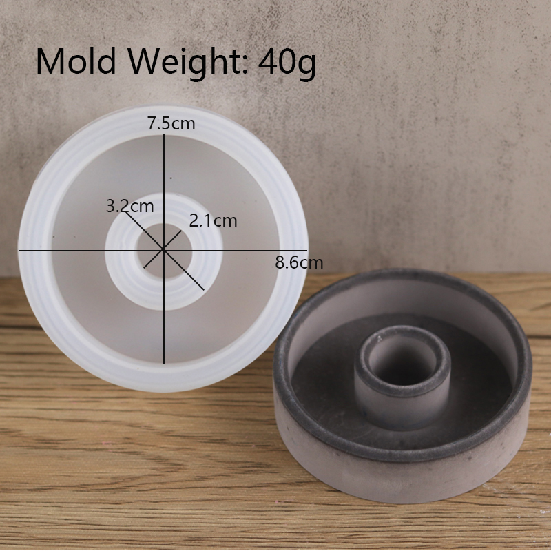 Bougeoir rond en silicone fait à la main, plâtre d'aromathérapie, accessoires de bougie partenaires, décor de bureau à la maison: Gris clair