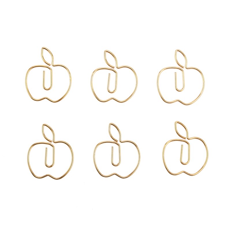 Gold Apple Paper clips Shaping Pin Special Shaped paper clip Metal Customization Paperclips Gold Paper Clips Decorative