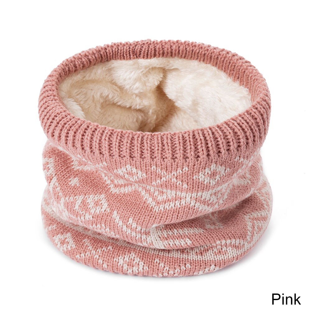 Winter warme sjaal voor vrouwen gebreide halsdoeken ringen pluche kinderen mannen kraag ring vrouwelijke foulard halsdoek: Roze