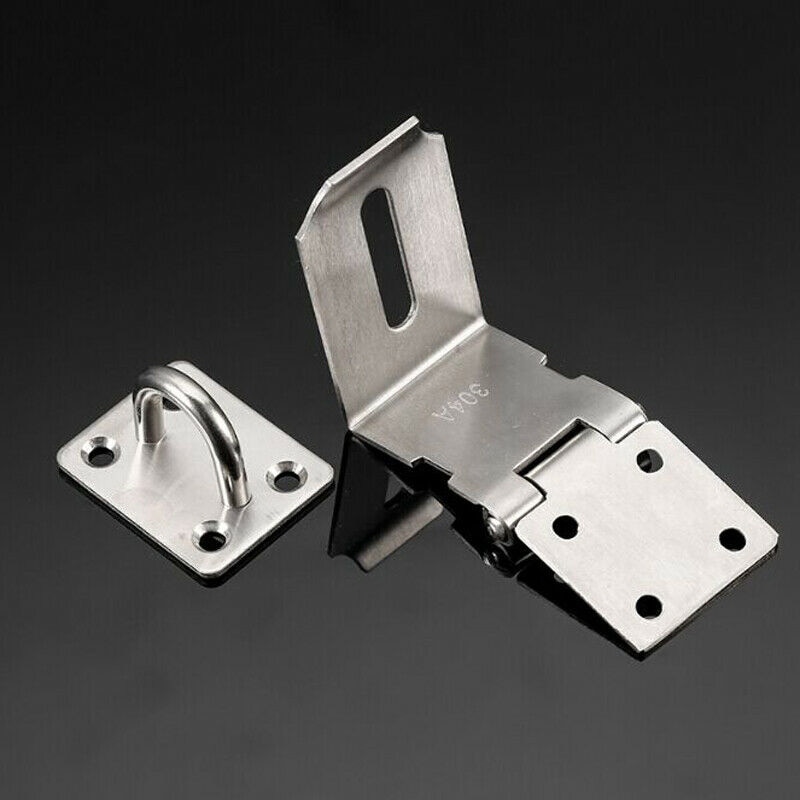 Silver Padlock Hasp Thickened 90 Degree Right Angle Doors Buckle Stainless Steel