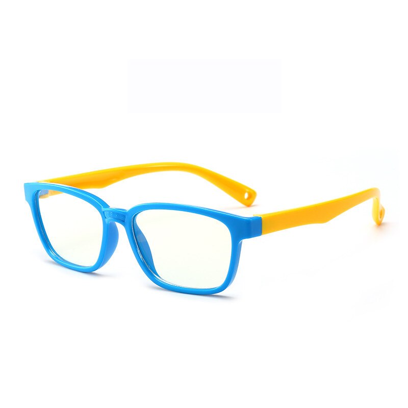 Børn anti blåt lys briller drenge piger læsebriller blødt silikone stel sikre læsebriller til computer telefon  uv400: Blå gul