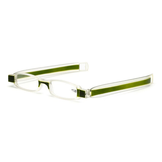 Nonor 360 Graden Rotatie Opvouwbare Leesbril Draagbare Brillen Mini Leesbril Presbyopie Verziendheid Bril Voor Mannen: +100 / green