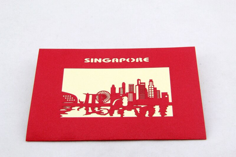 Singapore merlion souvenirkort  /3d pop-up kirigami-kort/ håndlavede lykønskningskort
