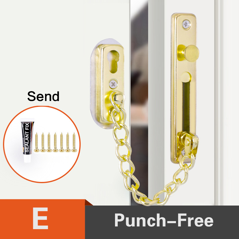 Verrou de porte en acier inoxydable Anti-vol | Chaîne de porte, verrou de porte, Bronze argent or noir, verrouillage de porte, matériel de verrouillage sans poinçon: J