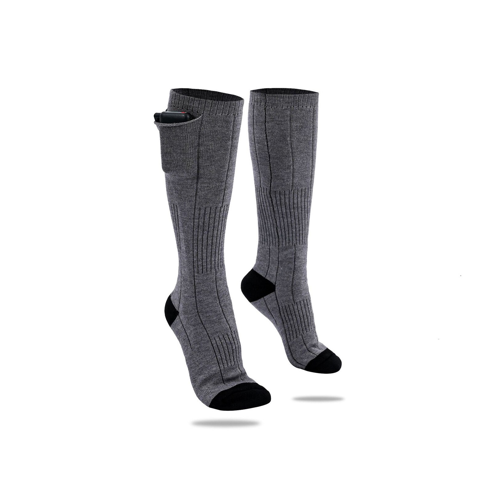 Winter Beheizt Sport socken unisex Radfahren Lange Rohr Elektrische Heizung Socken Verdickt draussen Aktivitäzehn Halten Warme Socken: grau