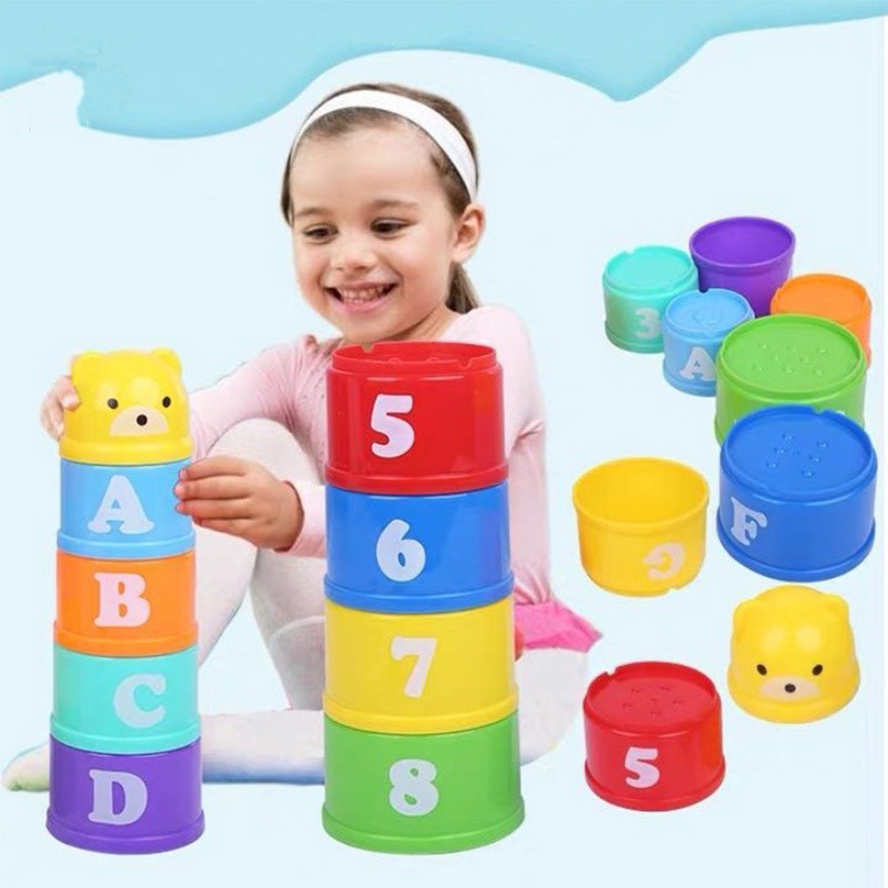 Jouets empilables de tasse Montessori pour bébé de 0 à 12 mois, jouets éducatifs pour baignoire de plage, piscine, de noël