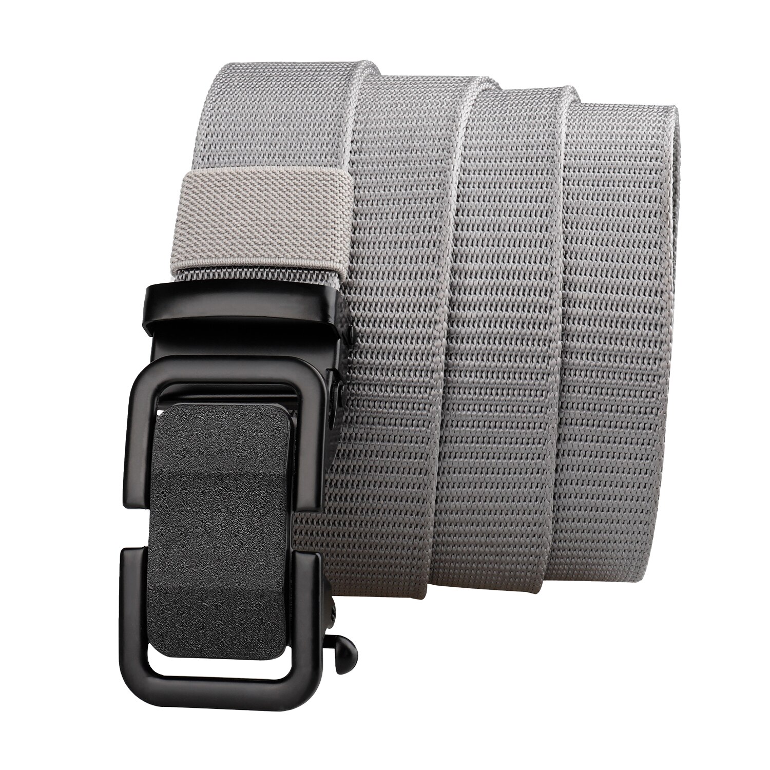 Men's belt canvas nylon alloy buckle leisure sports comfort belt one button unlock men's and women's 125cm: grey