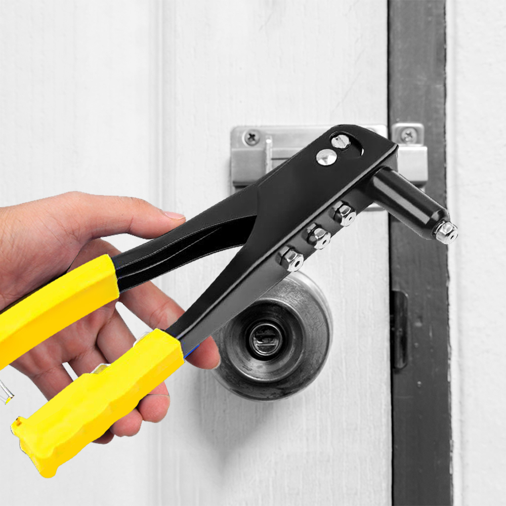 Rivet Gun Kit Heavy Duty Single Hand Manual Riveter with 4 Interchangeable Heads 3/32 Inch 1/8 Inhc 5/32 Inch 3/16 Inch