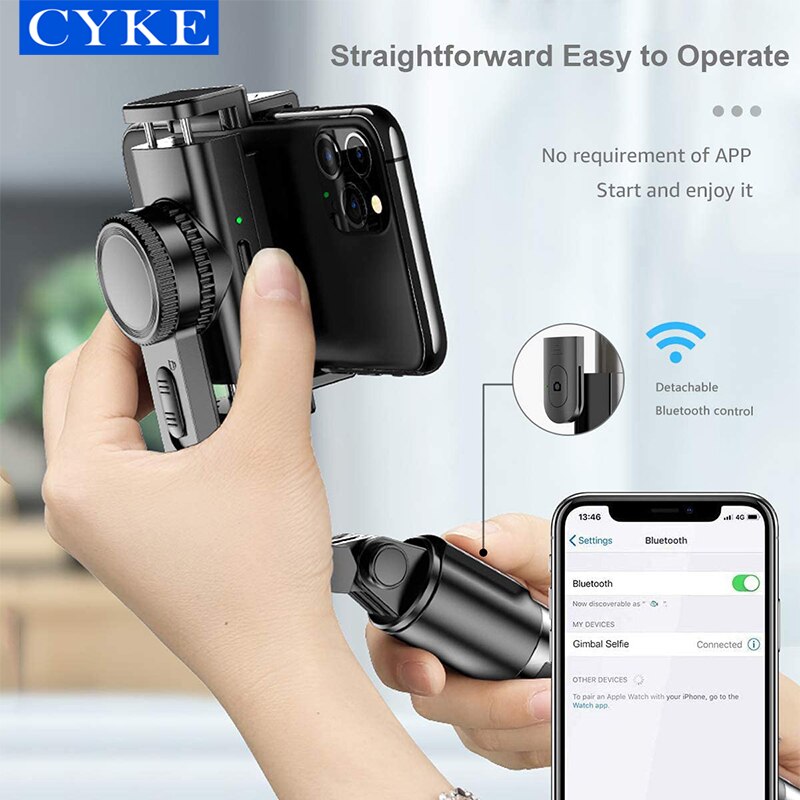 Cyke L08 Gimbal Stabilizer Bluetooths Statief Selfie Stok 360 Rotatie Handheld Anti-Shake Selfie Video Stabilizer