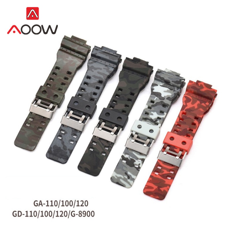 16 Mm Silicone Horlogeband Voor Casio G-Shock GA-110 GA-100 GA-120 Camouflage Rubber Waterdicht Mannen Horloge Band Strap Voor G Shock