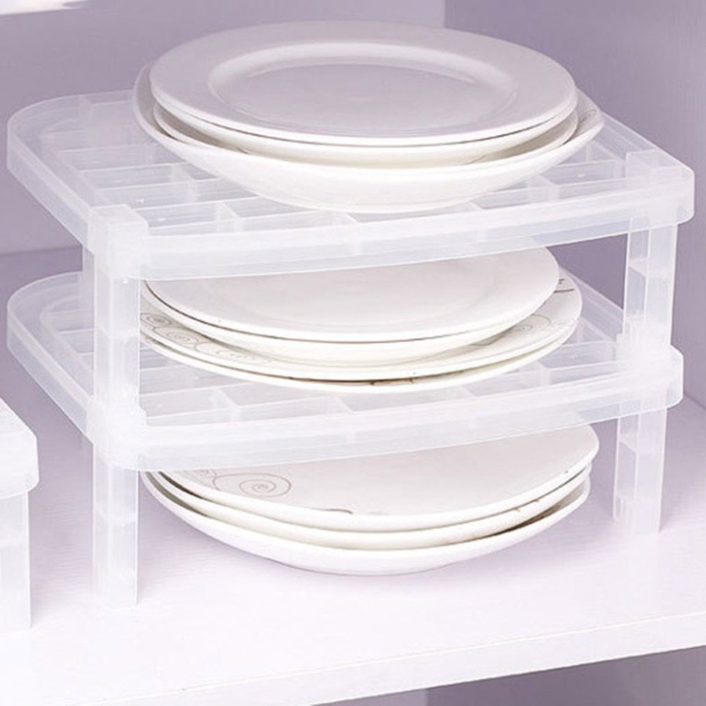 Single Layer Dish Plate Storage Organizer Transparent Antibacterial Vertical Dish Rack Kitchen Rack Space-Saving