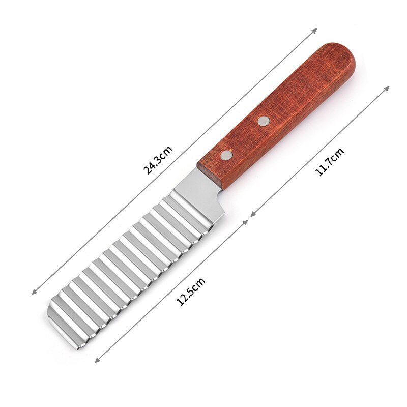 Stainless Steel crinkle cutter Potato Wavy Chip Slicer French Fry Slicer waffle fry cutter Vegetable Salad Chopping Knife Tool: A