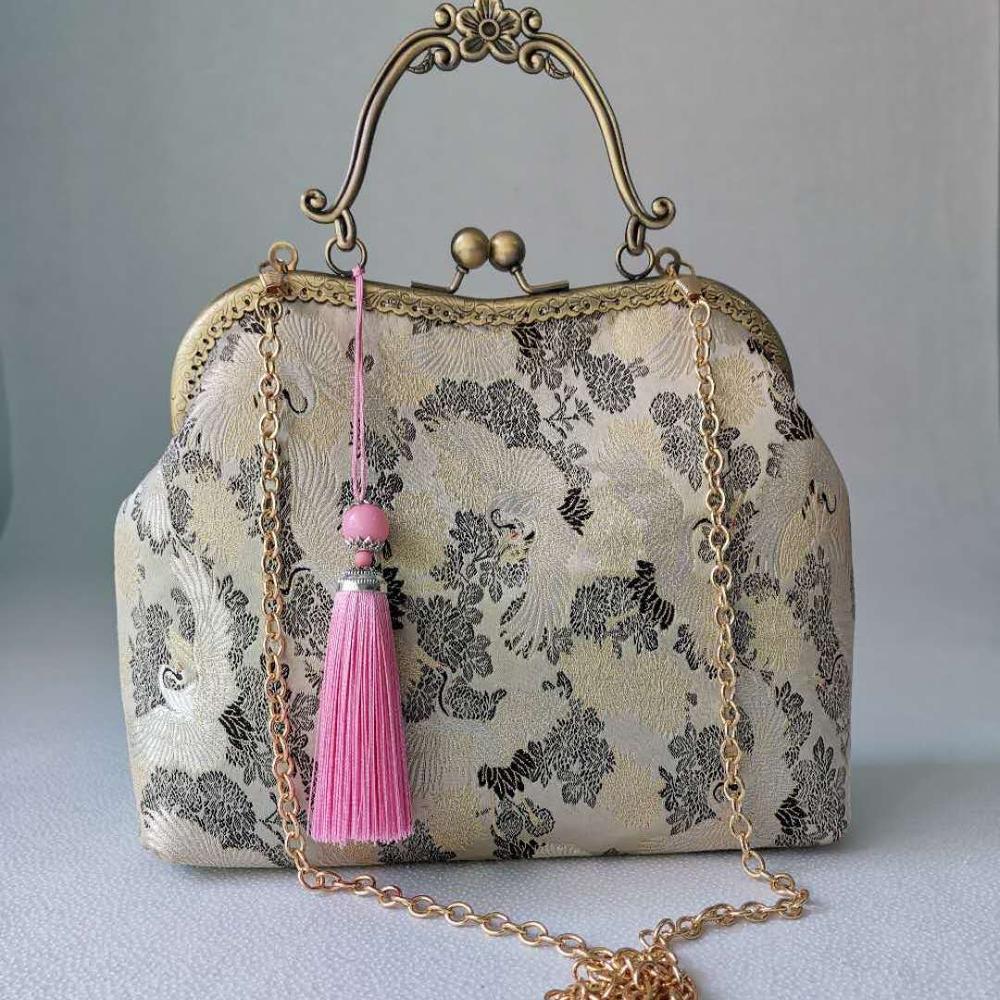 Bolso de estilo japonés para mujer, bolsa de mano con cierre de concha, Vintage, cadena, bandolera: women bag 8