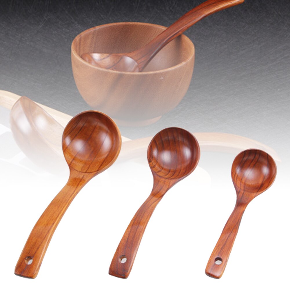 Wooden Large Soup Scoops Long Handle Cooking Scoop Wood Ramen Rice Spoon Soup Ladle Catering Tableware Kitchen Utensil