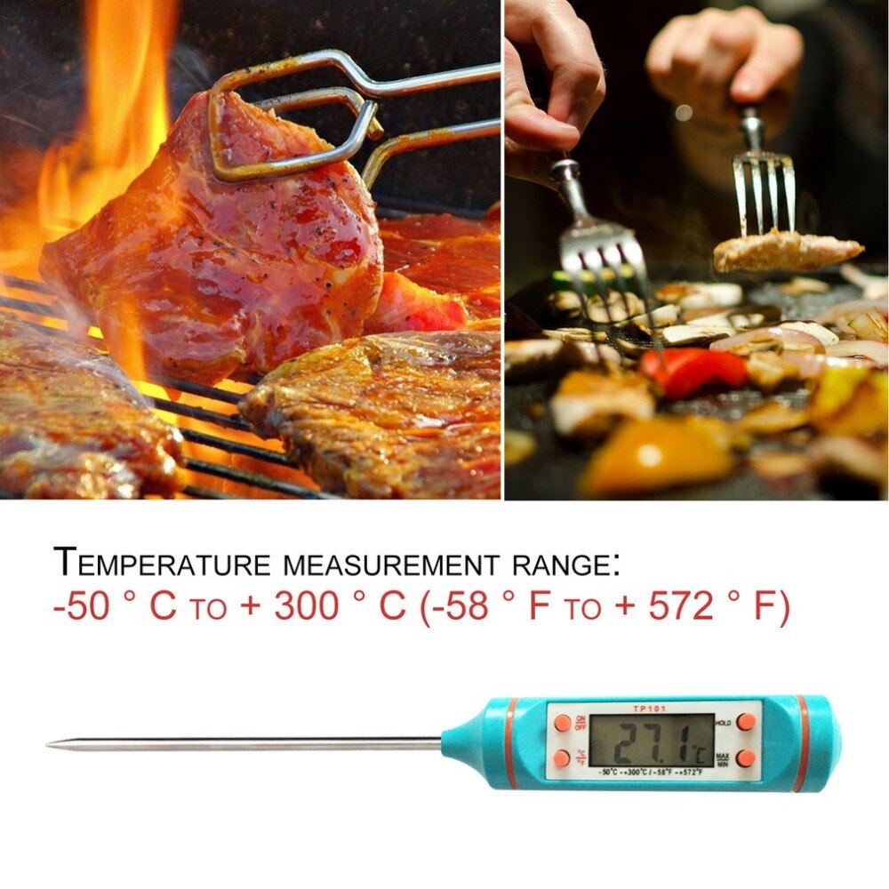 Digital LCD Screen Cooking Food Meat Thermometer Stainless Steel Probe Kitchen Oven Barbecue Liquid Cooking Supplies