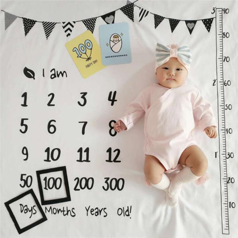 1einstellen Neugeborenen Baby Wachstum Meilenstein Decke Kostüm Fotografie Requisiten Foto Rahmen