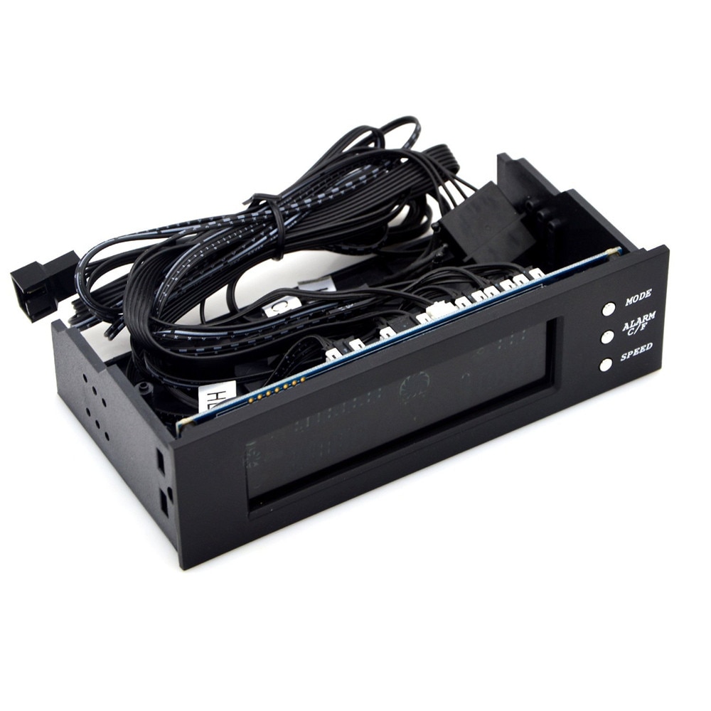 5.25" Fan Speed Controller Computer Case Fan Temperature Controller Front Panel Date Time Temperature Display Drive Bay