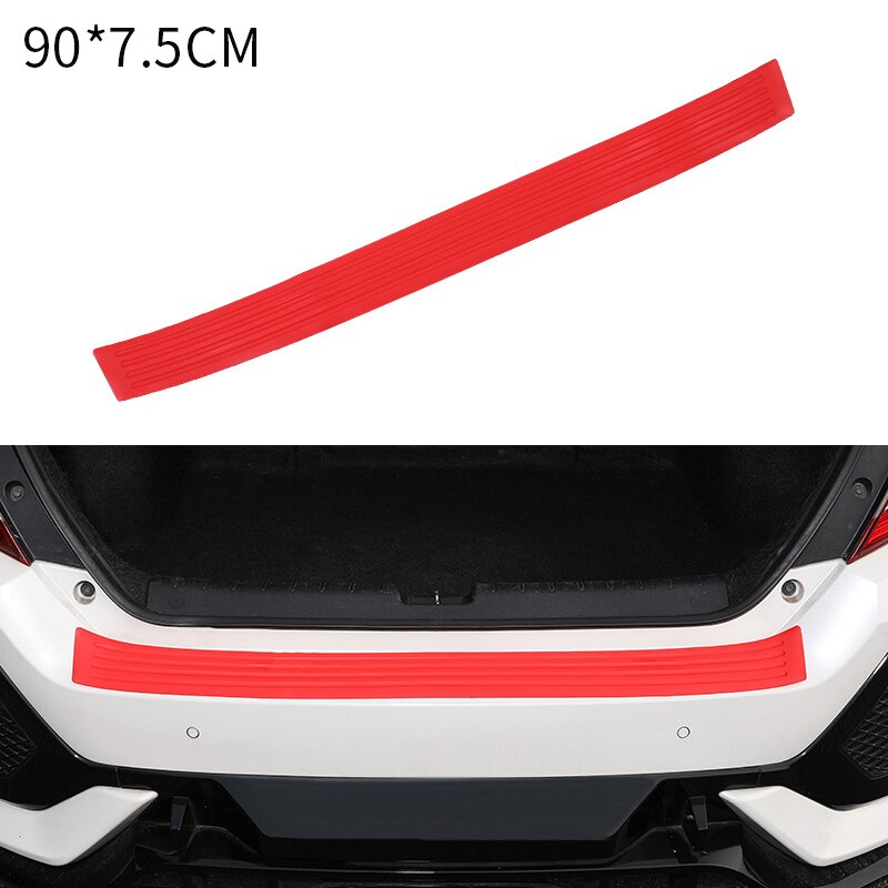 Universal Car Trunk Door Guard Strips Sill Plate Protector Rear Bumper Guard Rubber Mouldings Pad Trim Cover Strip Car Styling: 90cm xcm Red