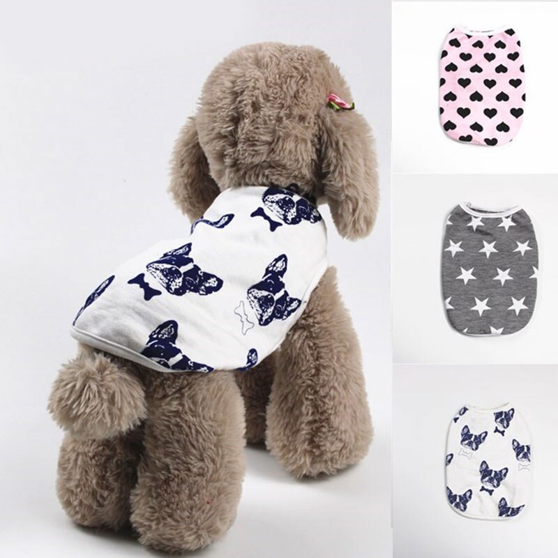 Cute Printing Sleeveless for Small Dogs Heart Start Pattern Comfortable Puppy Dog Vests Lovely Pets Clothes