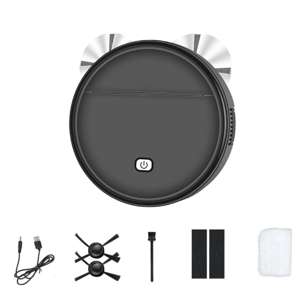 3 in 1 1800Pa Household Automatic Rechargeable Smart Vacuum Sweeper Cleaner: Black