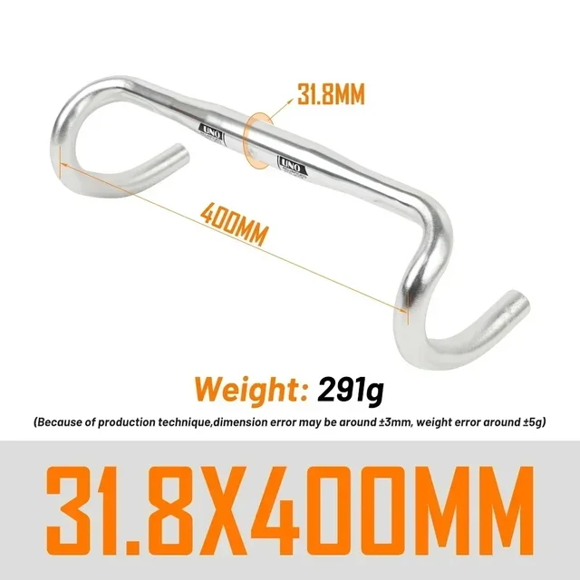Manillar de bicicleta de carretera de carreras ultraligero UNO, barra doblada de 25,4/31,8 MM 360/380/400/420/440/460MM 6061, manillar de vástago de aleación de aluminio: Azul