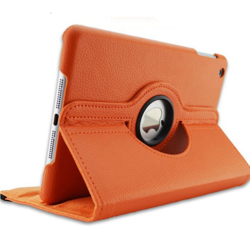 360 graden draaibare pu-leren standaardhoes voor ipad air 2 , slimme hoes voor ipad 6th , generatiehoes  a1567 a1566: Oranje