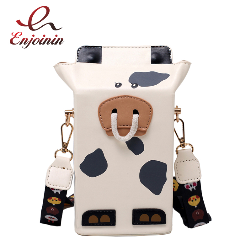 Borsa a tracolla a forma di cartone a forma di scatola di latte carina borse e borsette carine per le donne pochette con motivo a mucca borse novità