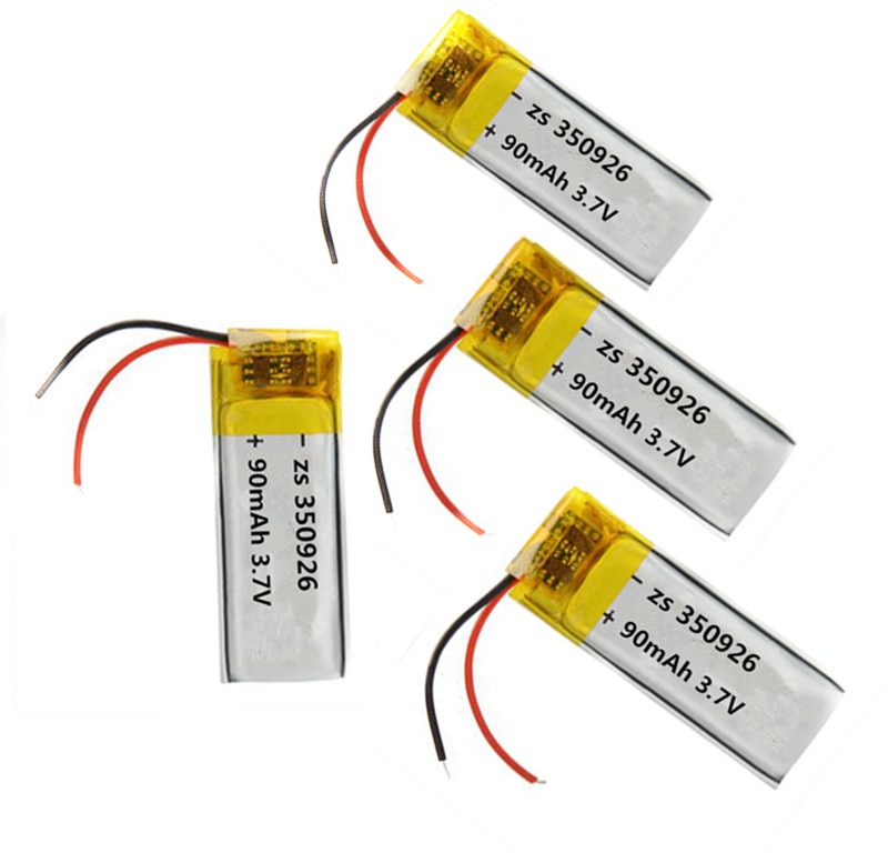 4 STUKS oplaadbare 3.7 V 90 mAh Li-Ion batterij 350926 Li-polymeer Batterijen voor MP3 MP4 MP5 bluetooth headset GPS
