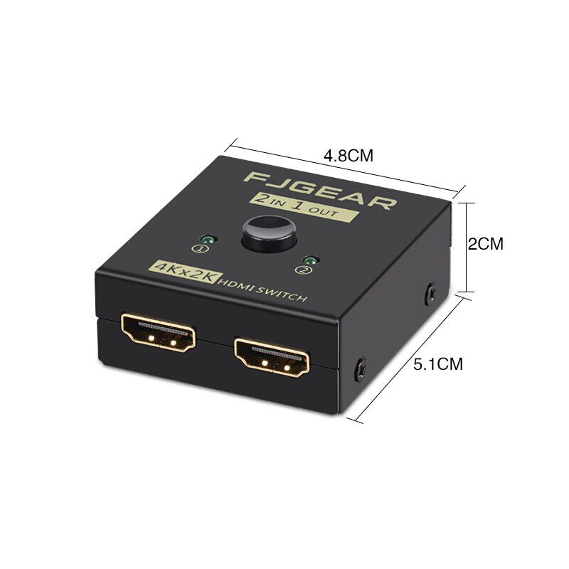 2 port hdmi bryterboksvelger 2 in 1 ut fordeler 1 in 2 ut  hd 4k datamaskin monitor toveis konvertering splitter