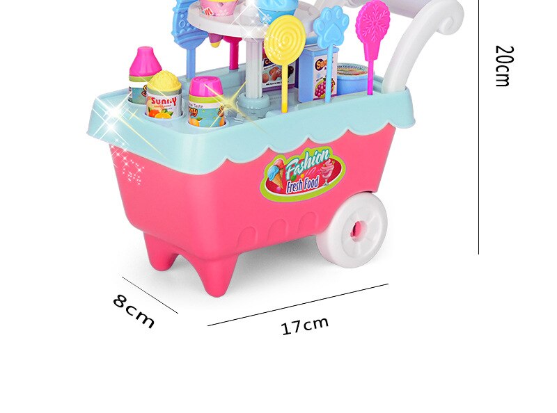 Licht Muziek Kinderen Ijs Snoep Trolley 19 Delige Set Mini Trolley Meisje Speelhuis Speelgoed Cadeau Voor Jongen Meisje baby Kerst