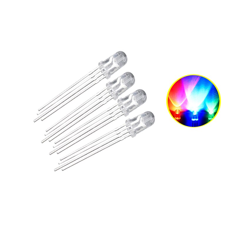 20Pcs Multicolor 4pin F5 RGB Led Diode Light Lamp Tricolor Round Common Cathode Anode LED Light Emitting Diode Red Green Blue