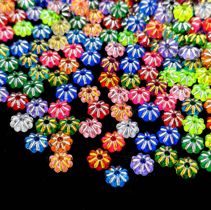 200 Uds. Hermosas cuentas con forma de flor espacio colorido para hacer joyas colgante collar pulsera DIY